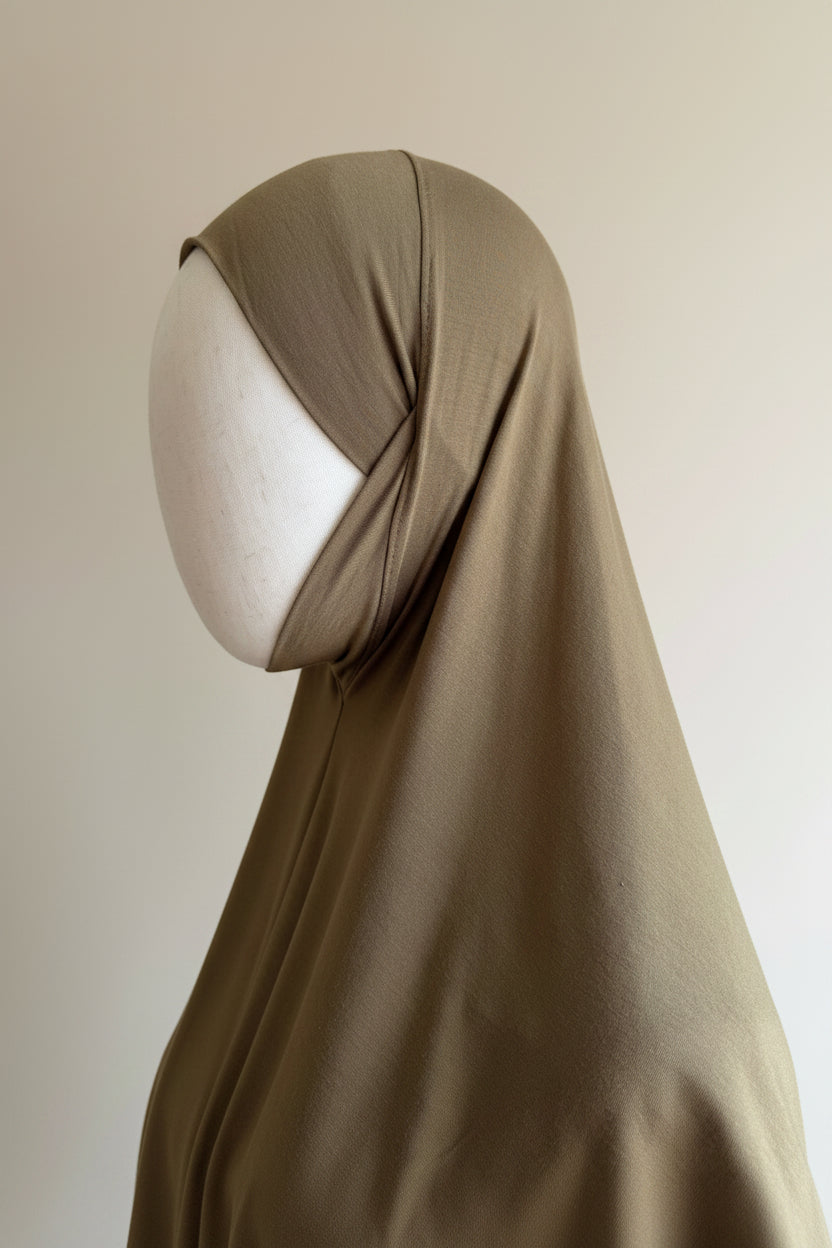 Bamboo Jersey Khimar - Warm Olive